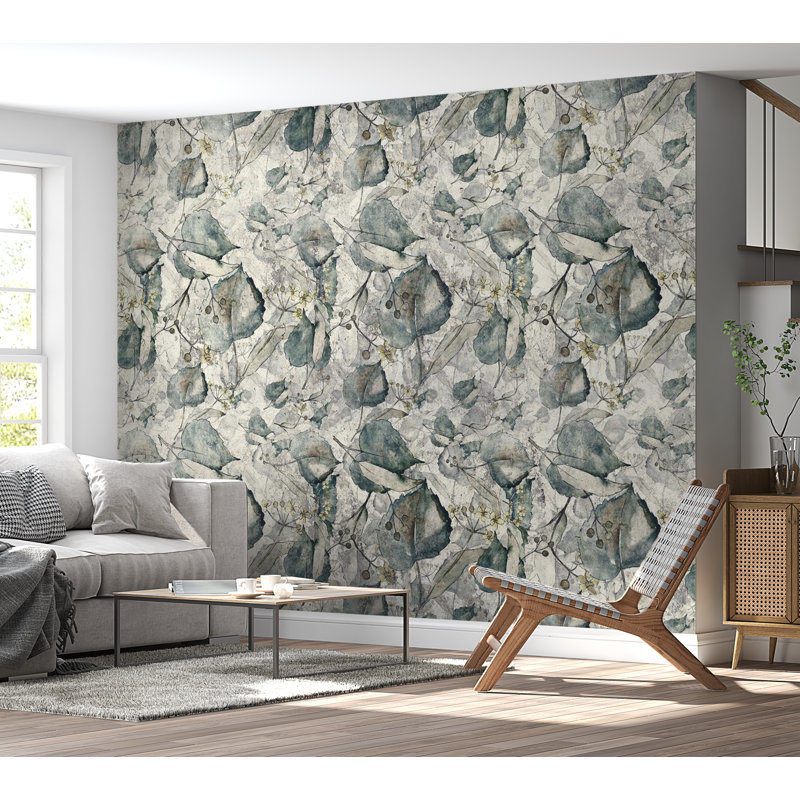 Adhésif mural Braxsten, L 124 po x l 173 po, Bleu sarcelle