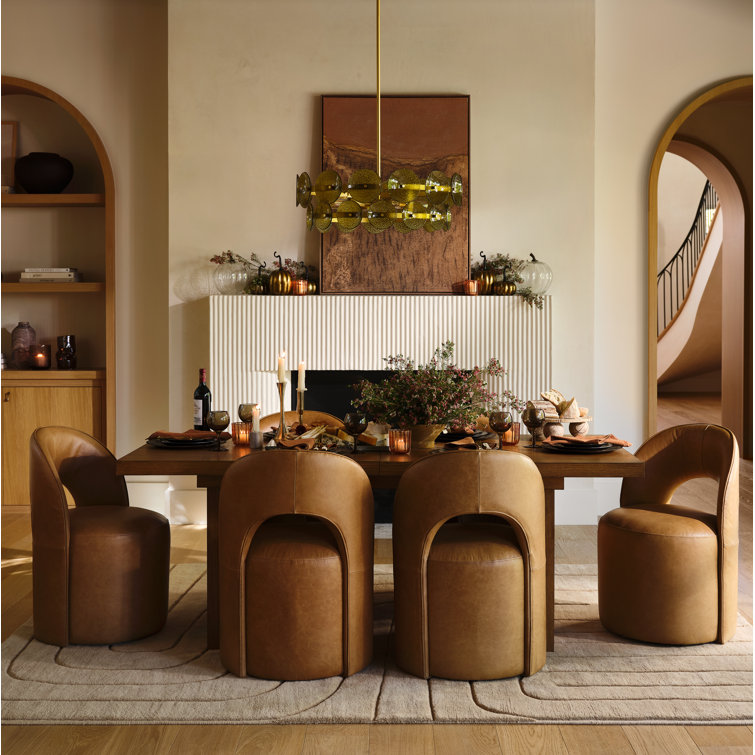 Neta Genuine Leather Upholstered Dining Chair