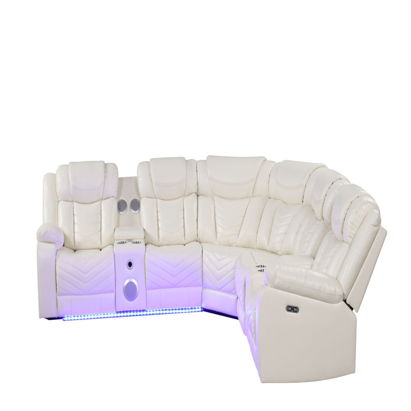 Canapé modulaire inclinable de style moderne, Similicuir beige