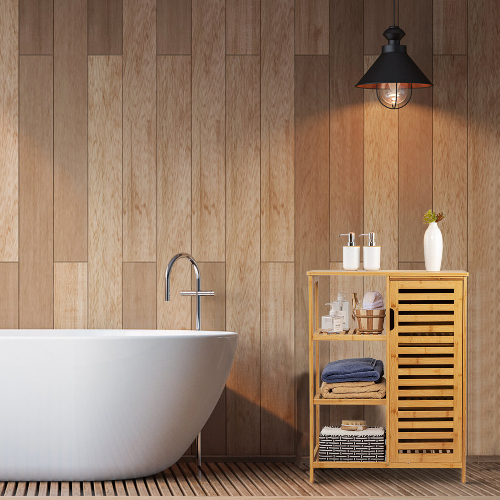 Rebrilliant Solid Wood Freestanding Bathroom Shelves & Reviews