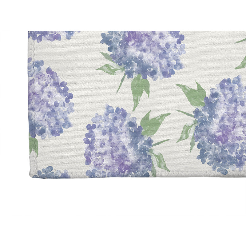 Tapis d'extérieur Hydrangea Love, Ivoire ivoire, Rectangulaire 2 pi x 3 pi