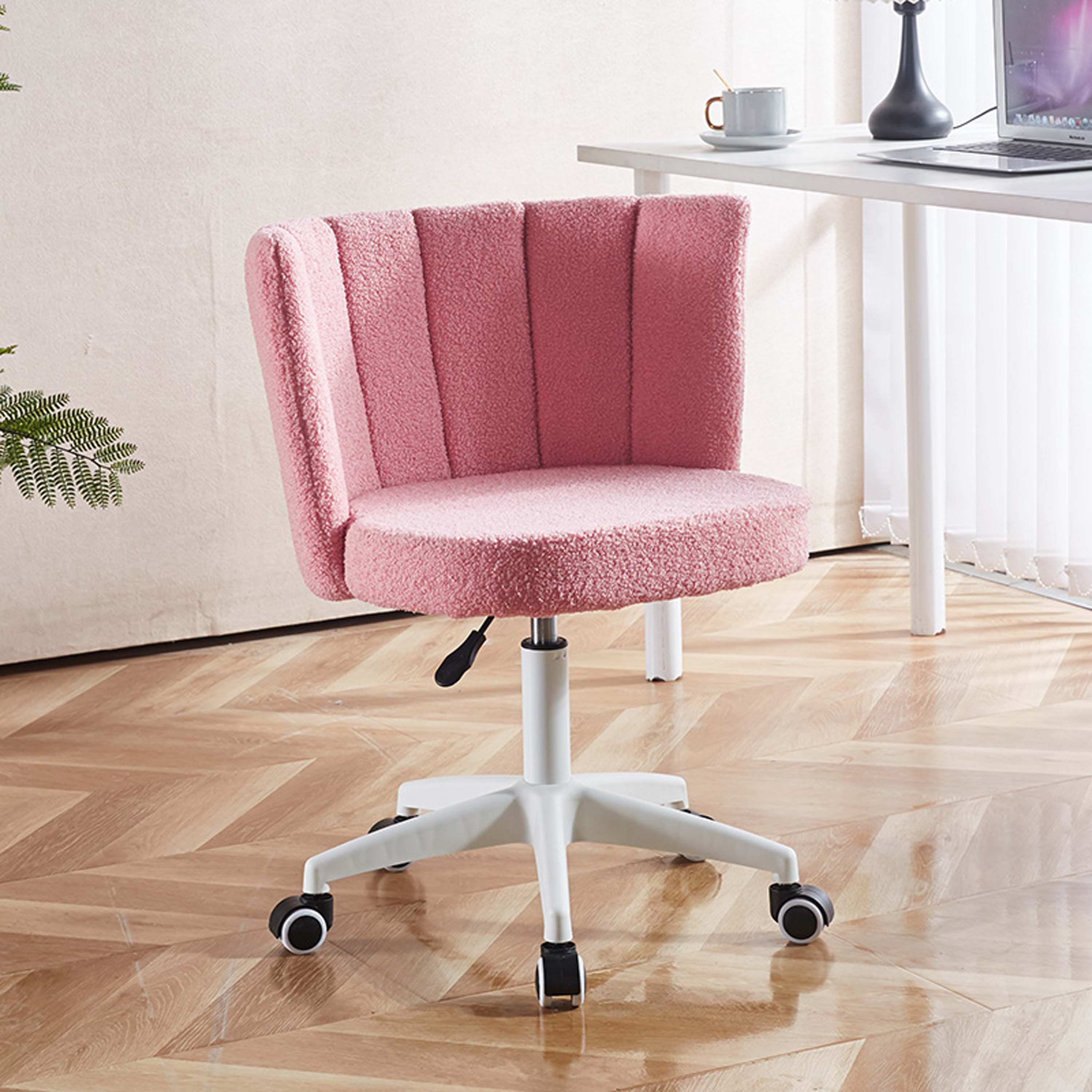 Rolling Chair Pink Fluffy Desk Chairs Accent Chair Pink Fuzzy Desk