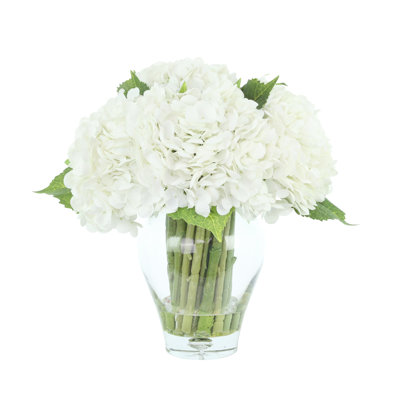 Polysilk Hydrangea Arrangement in Vase