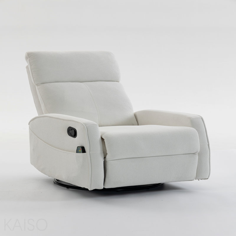Short Plush Manual Button Armchair Sofa, Blanc