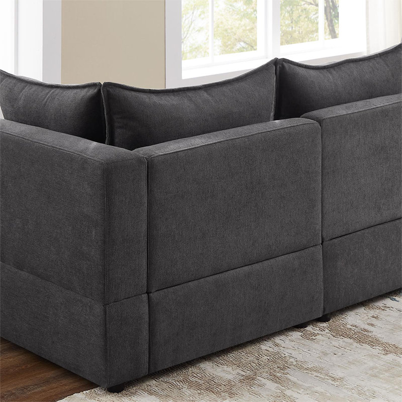 Canapé modulaire 6 pièces Mannot, Polyester gris foncé