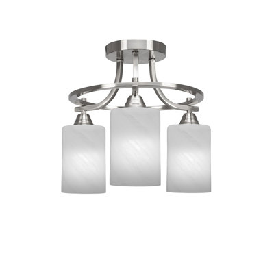 Yolane Paramount 3 Light Semi-Flush Shown In Brushed Nickel Finish With 4" Glass