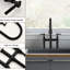 Robinet de cuisine noir mat à deux poignées avec pont et bec rétractable, corrosion, 304, débit de 1,5 gallon par minute, portée de 8,85 po, hauteur de 9,25 po et tête de pulvérisation, acier inoxydable 304, débit