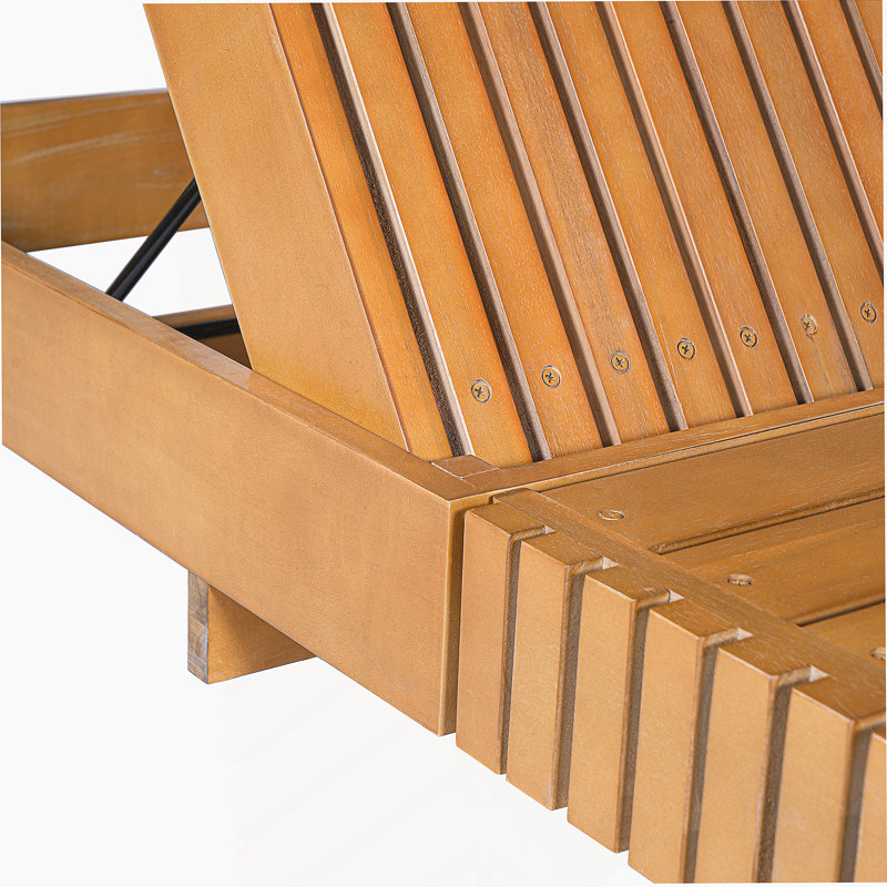 Chaise longue d'extérieur avec dossier réglable à 6 positions, bois d'acacia massif, couleur cuivre teck