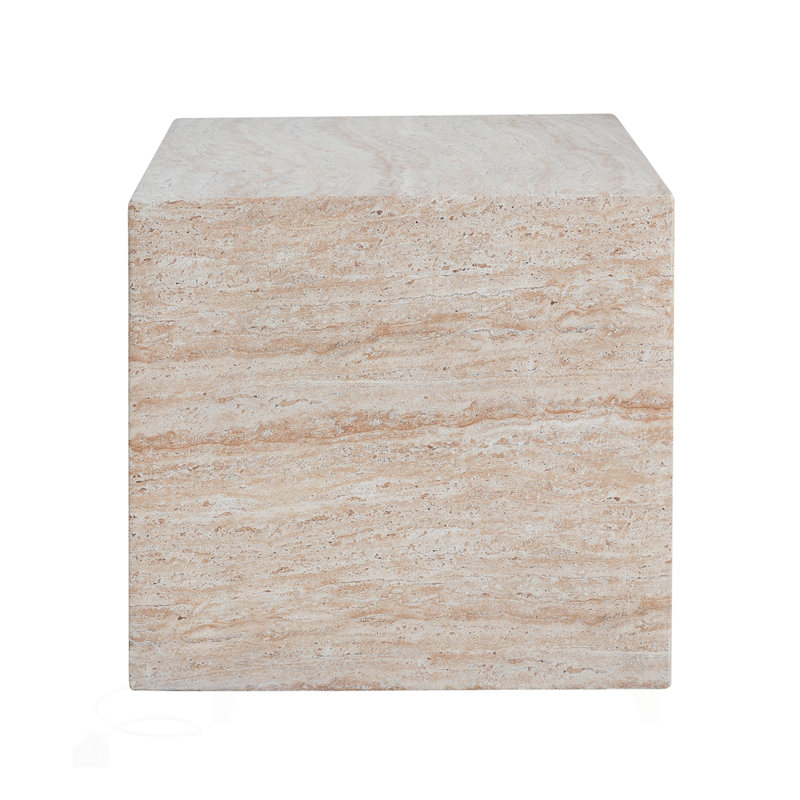 Outdoor Travertine Lightweight Concrete Side Table