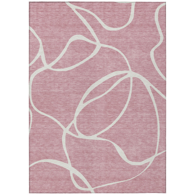 Mirelle Pink Washable Indoor-Outdoor Rug - , 3' x 5'