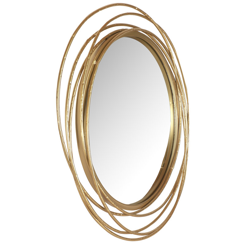 Seyma Round Metal Framed Wall Mounted Accent Mirror in Gold, 50.8cm H x 50.8cm W