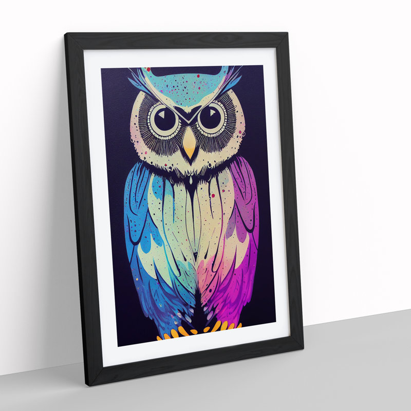 Owl in No.3 - Framed Print, Black, 64cm H x 46cm W x 2cm D