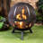 Deko Living 34 Inch Diameter Outdoor Steel Wood Burning Sphere Fire Pit with Screen Lid and Poker