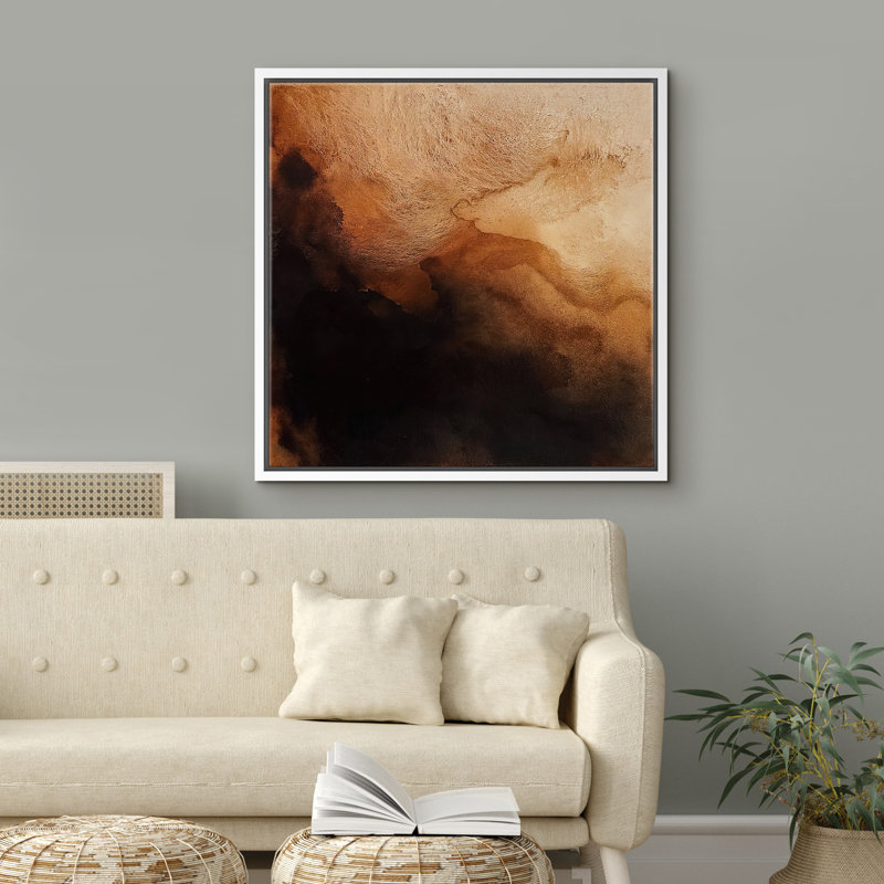 Reproduction de paysage abstrait encadrée d'art mural sur toile pour un décor moderne, H 24 po x l 24 po, Blanc