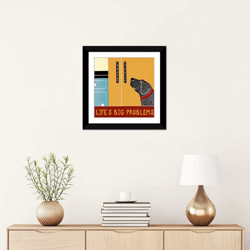«Life's Big Problems Banner» par Stephen Huneck, reproduction d'art sur toile tendue, H 26 po x l 26 po x P 0,75 po