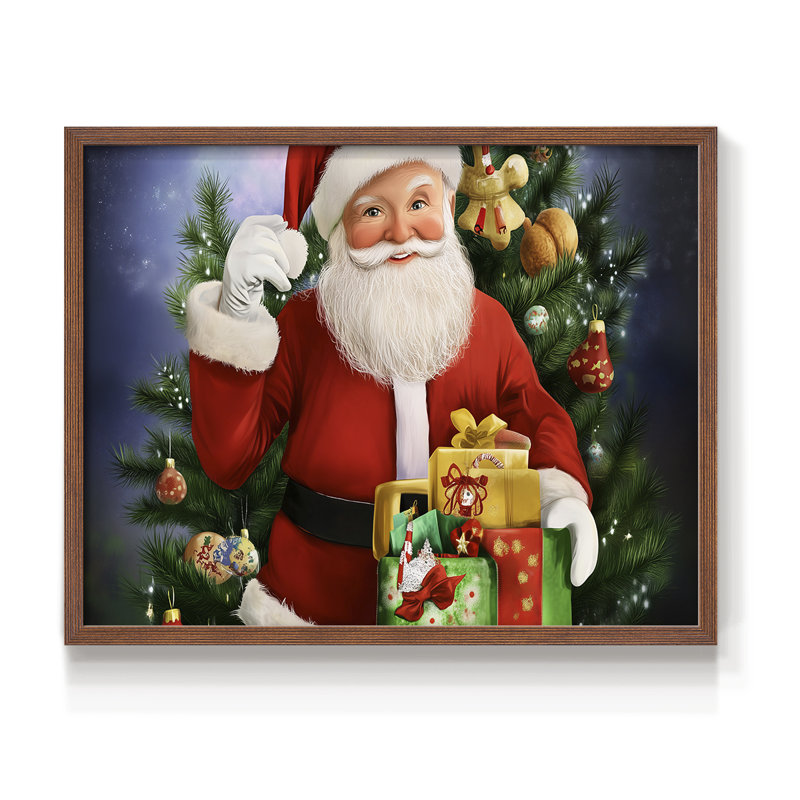 Chirstmas Art-LII -Framed Print - Restickable, H 16 po x l 20 po, Noyer