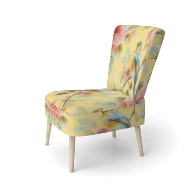Beautiful Bird Romance I - Upholstered Traditional Accent Side Chair