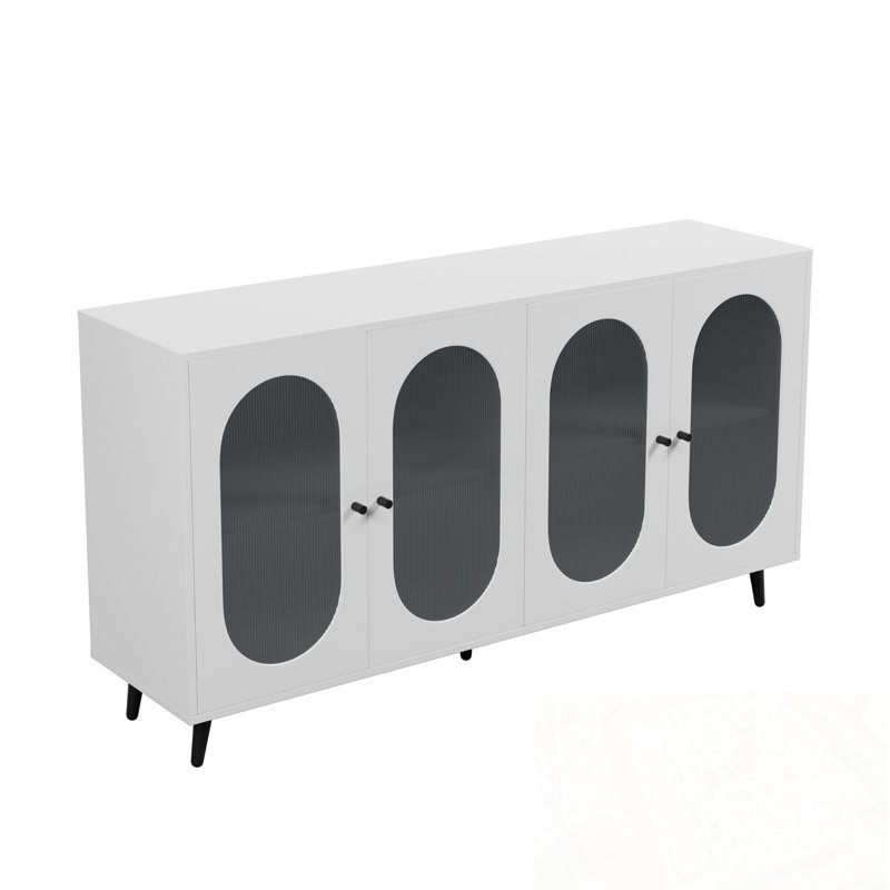 Wood Mehl with 4 Acrylic Doors, White
