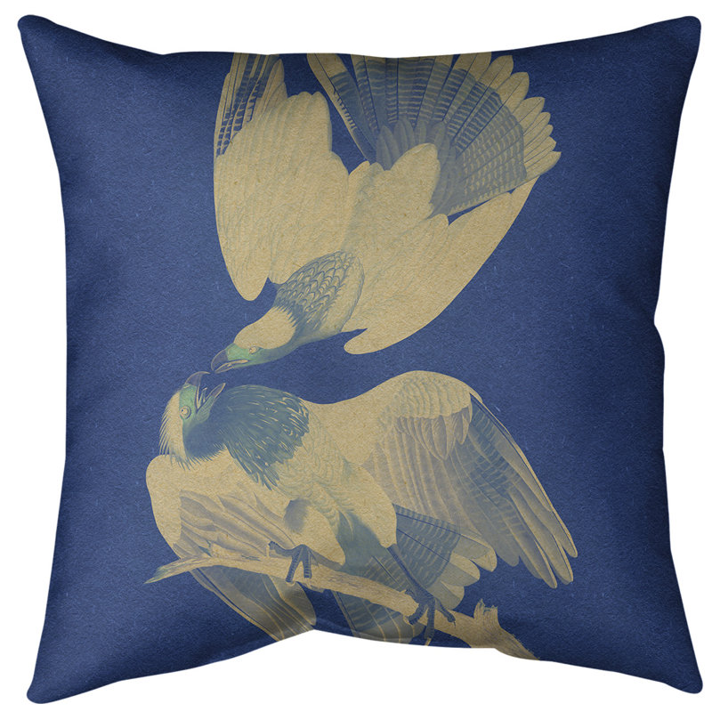 Insert de coussin décoratif brasilian caracara eagle, 14 po x 14 po, Duvet synthétique, Bleu royal / blanc cassé