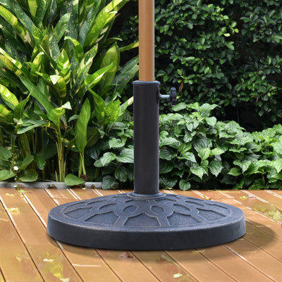 18" Heavy Duty Resin Umbrella Base With Fascinating Decorative Design For Deck, Garden - Rust Fits 1.5" & 1.89" Pole Bronze 26 Lbs Heavy-duty Magnificent Pattern Lawn Suitable Finish