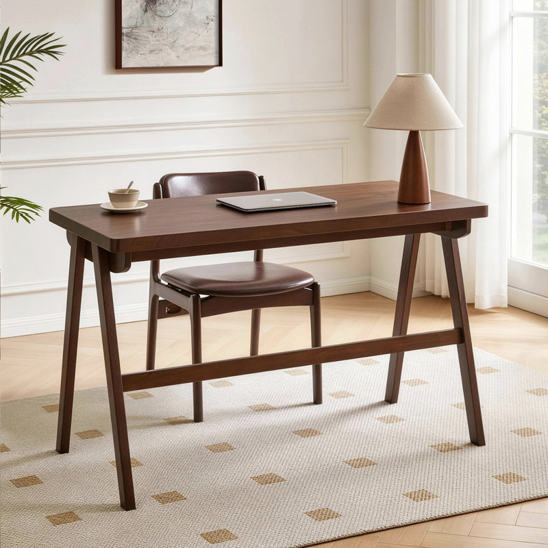 Bureau d'ordinateur 100% bois d'hévéa massif, 30.12" H x 39.37" W x 21.65" D