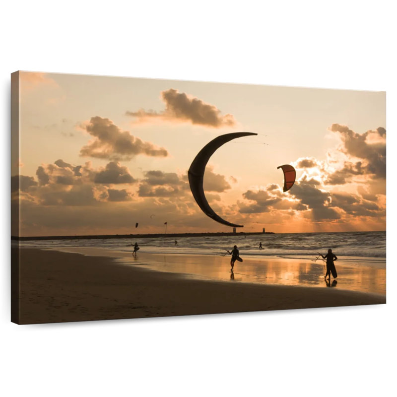Kitesurfing At Sunset