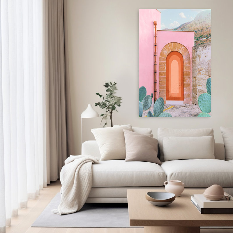 Art contemporain, paysage contemporain abstrait, oiseau, cactus, paysage de montagne, H 60 po x l 40 po