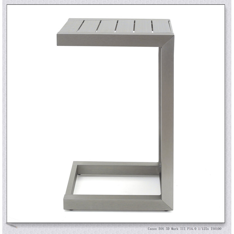 CAPE CORAL ALU C-Shaped Outdoor Side Table, Durable And Stylish For Patio Or Poolside Use, Silver