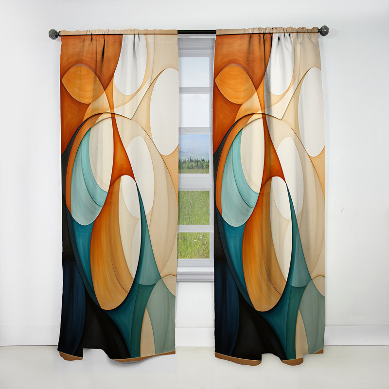 Rideau orange occultant orange Mid Century Organic Harmony I - abstrait Mid-Century, L 52 po x L 108 po