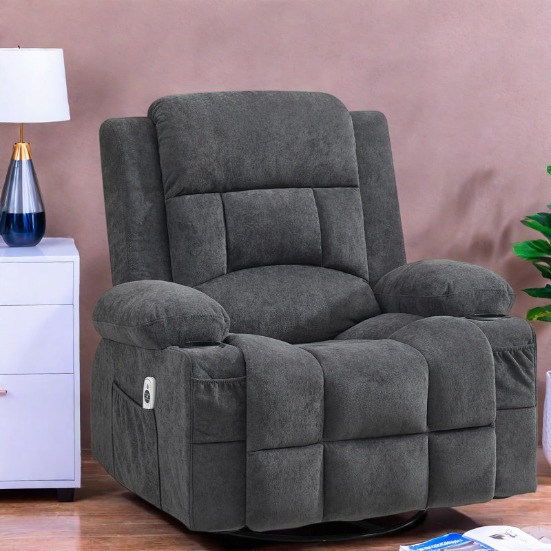 Fauteuil inclinable pivotant à 60°, tissu gris, chaise de maison moderne et réglable