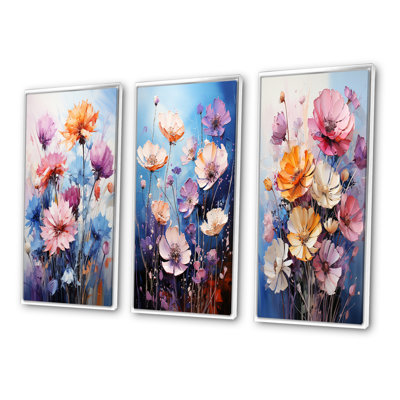 «Acrylique multicolore de la représentation des bleuets» - 3 pièces