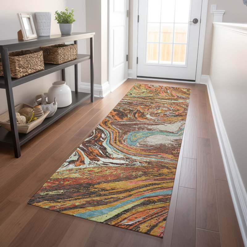 Malika Brown Washable Indoor-Outdoor Rug - , 2'3" x 7'6"