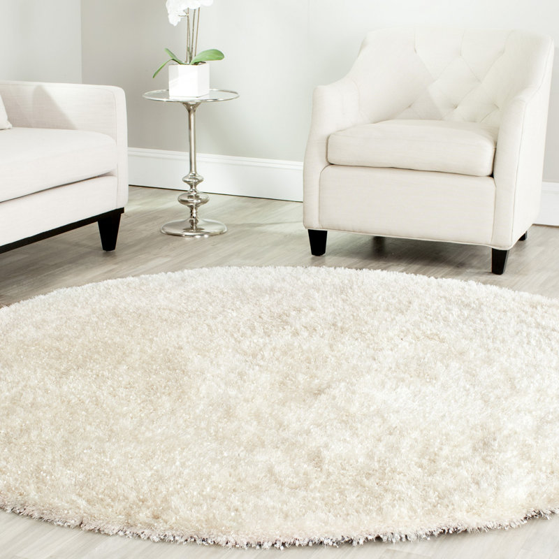 Tapis de couleur unie performance touffeté à la main Claudina, Rond 7 pi
