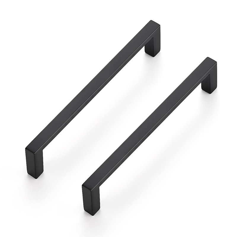 Paquet de 30 poignées d'armoire noir mat, 5 pouces (128 mm) de poignées de cuisine minces au centre, poignées de tiroir carrées pour armoires et placards, quincaillerie