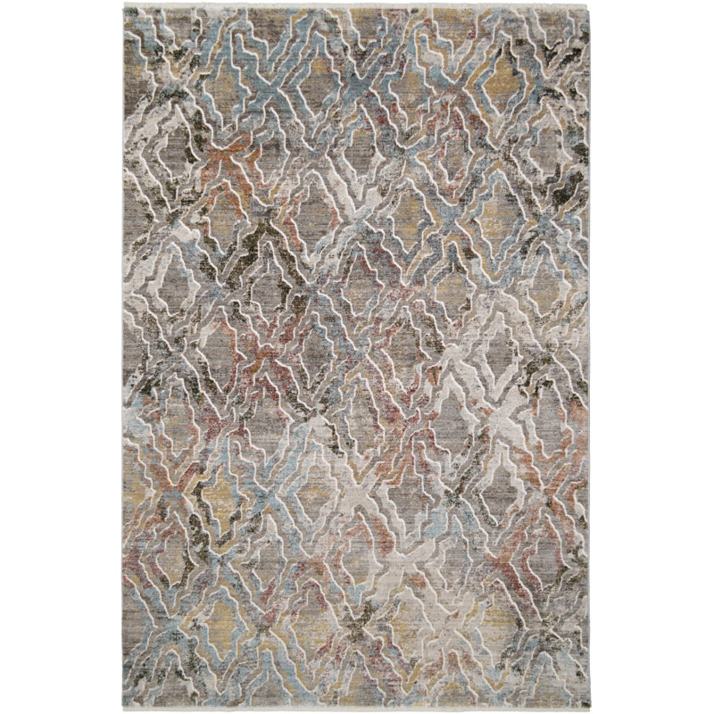 Tapis géométrique brun Zech, Rectangle 5 pi 3 po x 7 pi 3 po