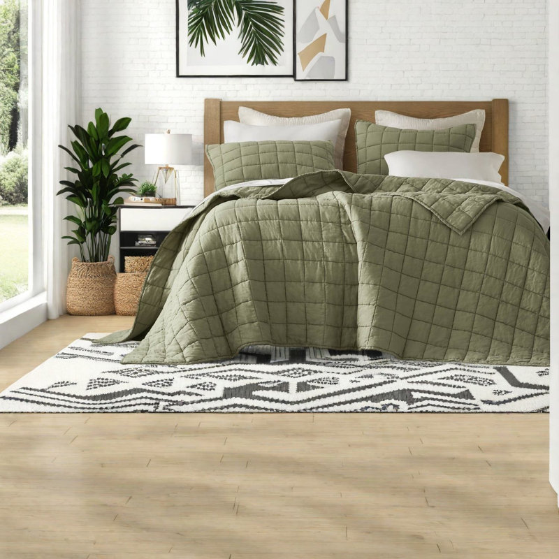 Ensembles de literie pour grand lit en lin de qualité supérieure, confort moderne vert olive