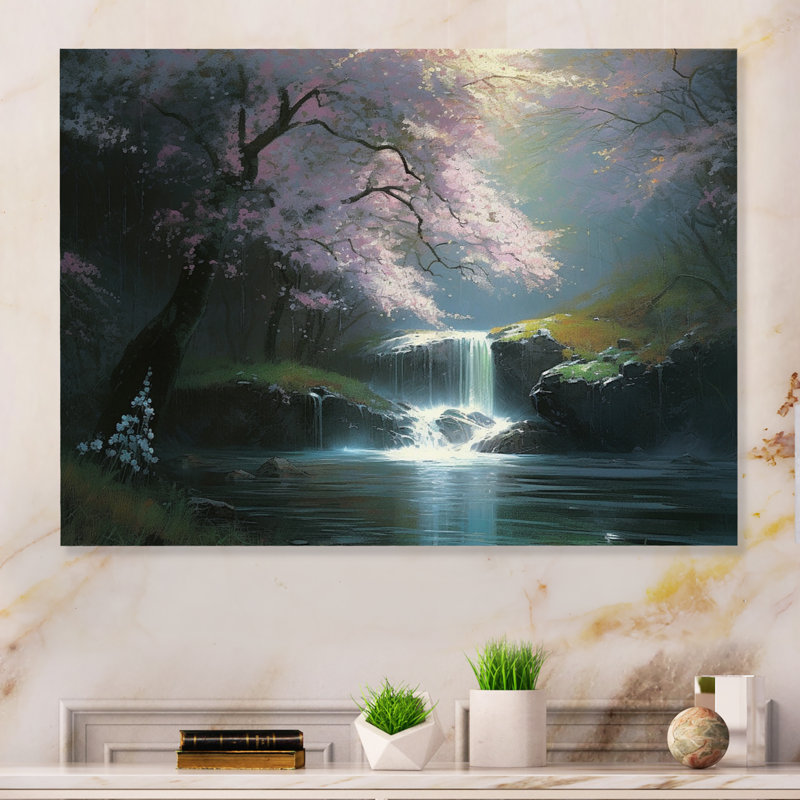 Nayma Cherry Blossom Stream I sur toile, H 12 po x l 20 po x P 1 po, Toile tendue