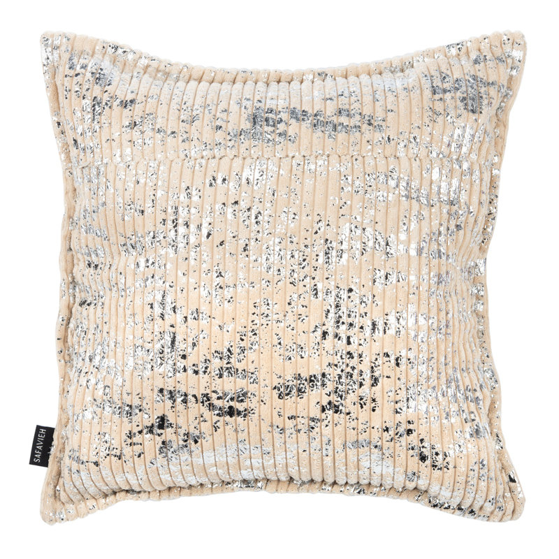 Elysia 18" Square Silver Ribbed Polyester Throw Pillow