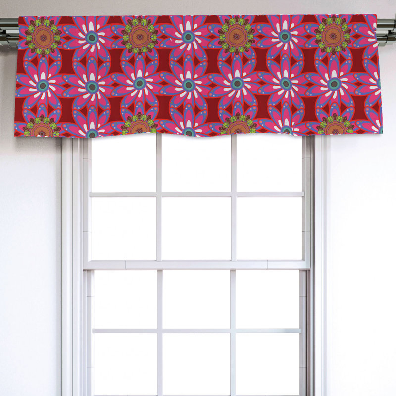 Sateen Floral Ruffled Window Valance