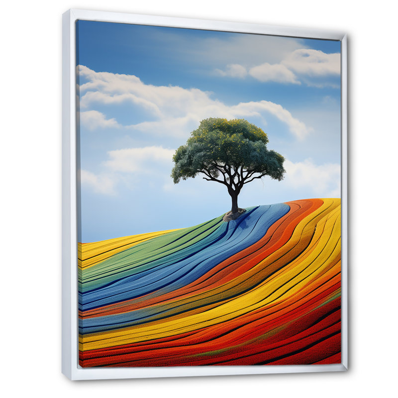 Paysage symphonique chromatique I - reproduction sur toile, H 44 po x l 34 po x P 1,5 po, Cadre flottant blanc