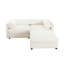 Élégant canapé 2 places en chenille blanche avec siège de rangement repose-pieds, dossier cylindrique et accoudoirs, causeuse moderne en tissu avec espace de rangement caché-660698815