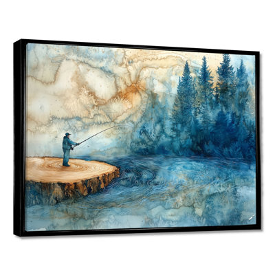 Gerrie Wood Slide Fishing Into The Winter River - Hunting & Fishing Wall Art