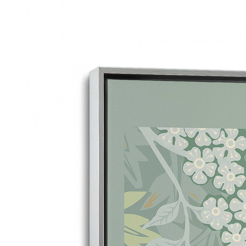 «Green Jasmine» par William Morris, reproduction sur toile, Cadre flottant en chrome poli