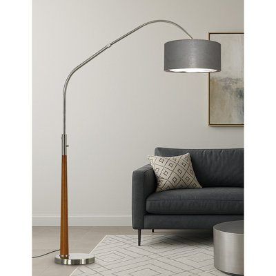 Lampe sur pied arquée en bois massif 81 po avec ampoule DEL à intensité variable Everly Quinn Quelia