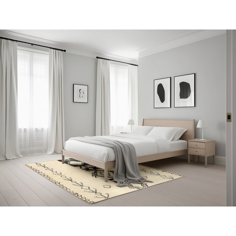 Surface beige contemporaine tapis, Rectangle 5 pi x 7 pi