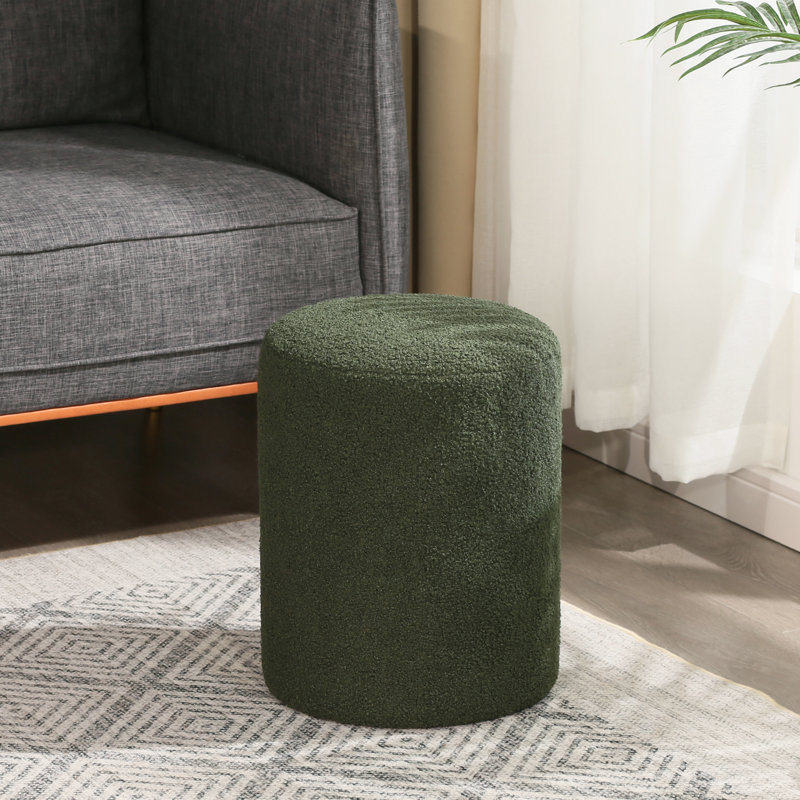 15”H Fabric Upholstered Footrest Ottoman, Green