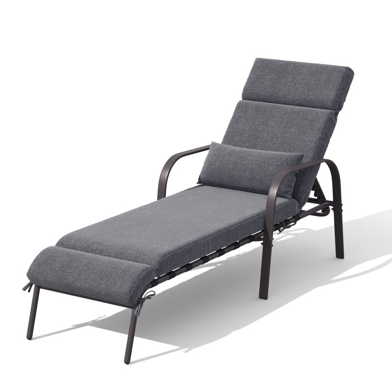 Chaise longue inclinable avec coussins 63,32 po Eva-Rose, Gris foncé