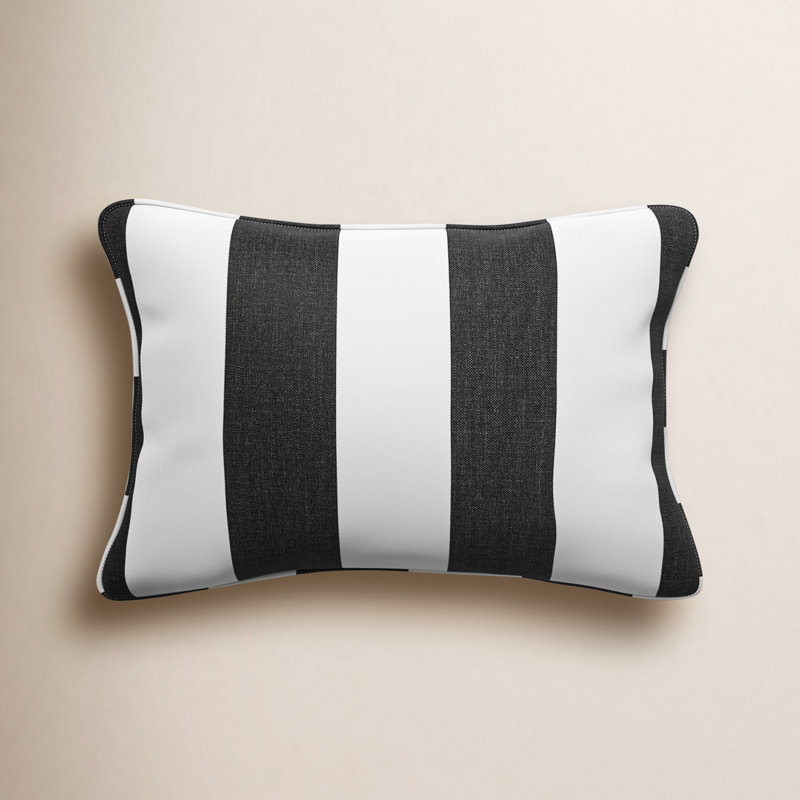 Housse de coussin d'extérieur rectangulaire Bridger, Cabana classique à rayures noires Sunbrella®, H 12 po x l 18 po