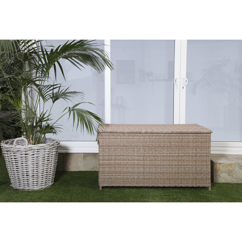 Ebern Designs Jasimen 149 cm W 620 L Water Resistant Wicker Deck Box, Nature
