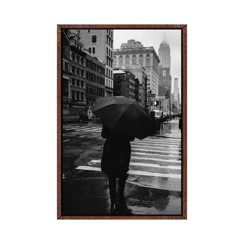 Rainy New York IX by Bethany Young - Print on Canvas, 101.6cm H x 66.04cm W x 3.81cm D, Classic Brown Wood Framed